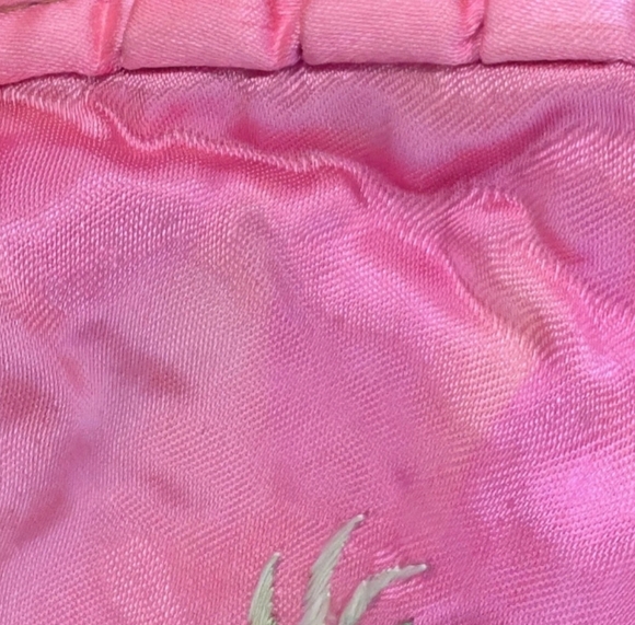 RARE Child Shanghai Embroidered Robe Cape Vintage Satin Dragon Fur Trim Pink - Picture 11 of 16